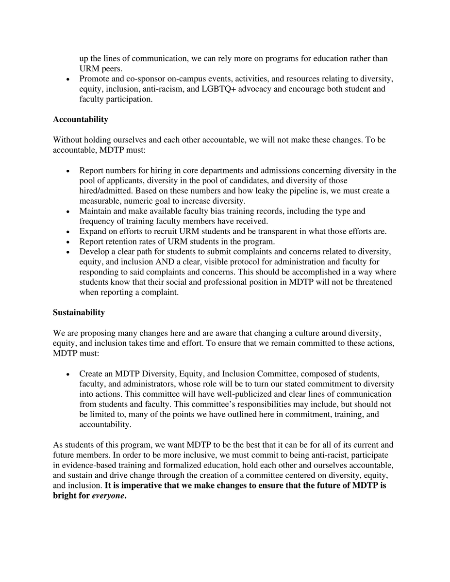 UWMadisonMDTP's tweet photo. Our students have written a letter to #MDTP faculty calling for changes in the program to dismantle racist structures and increase diversity, equity, and inclusion.

https://t.co/rFo14DcyKK

@UWBact @UWMadisonMMI @UWMadGSEd @uw_diversity #PhDChat #AcademicChatter #AcademicTwitter https://t.co/V7mj34bijz