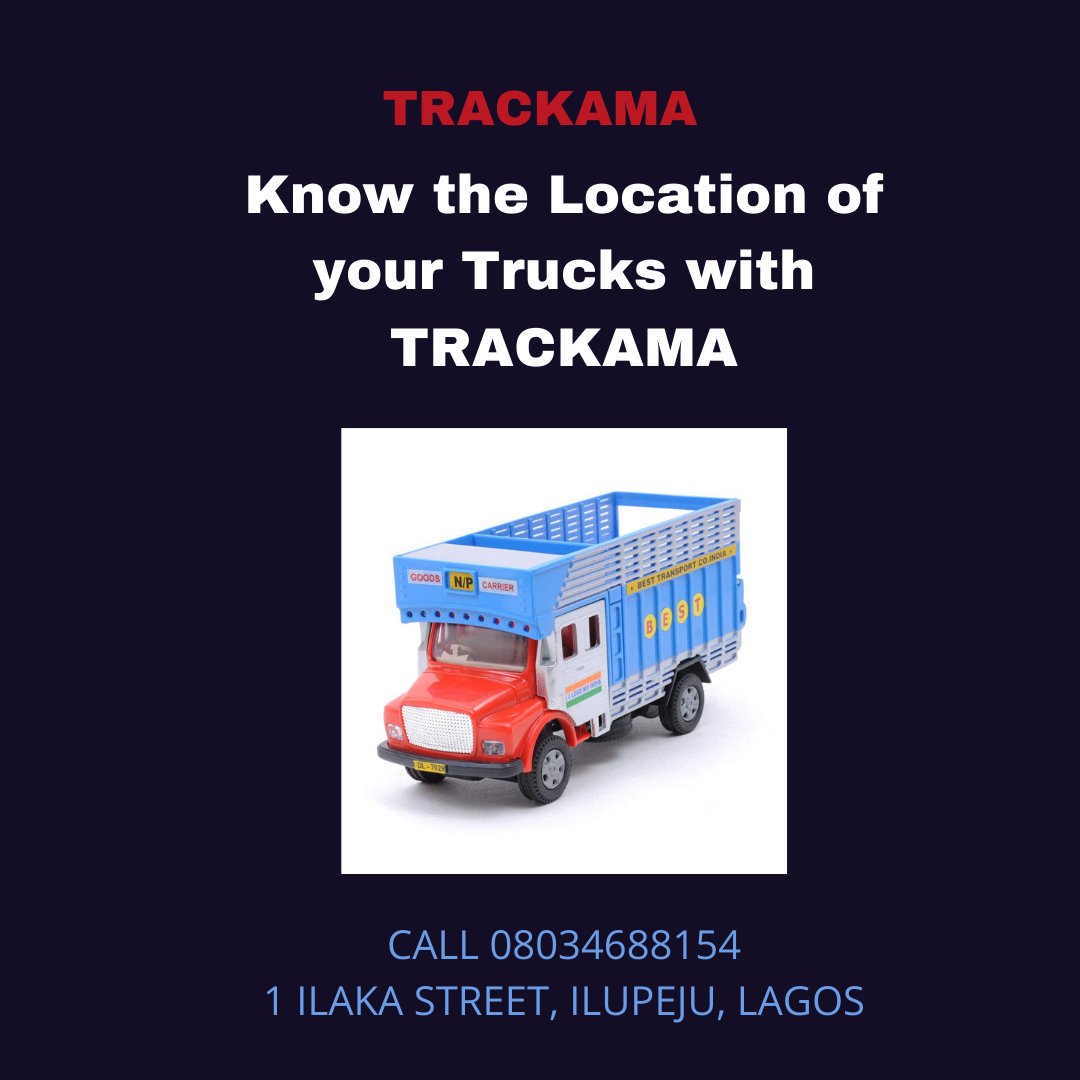 trackama's tweet photo. TRACKAMA, A Vehicle Tracking, and Fleet Management System, the solution to all logistics and transportation problems.
Affordable and effective, selling at #19,900 only
TRACKAMA: Track and Monitor Anything
Dm or call 08034688154
#trackama #Burna https://t.co/G5XLBkhHRH