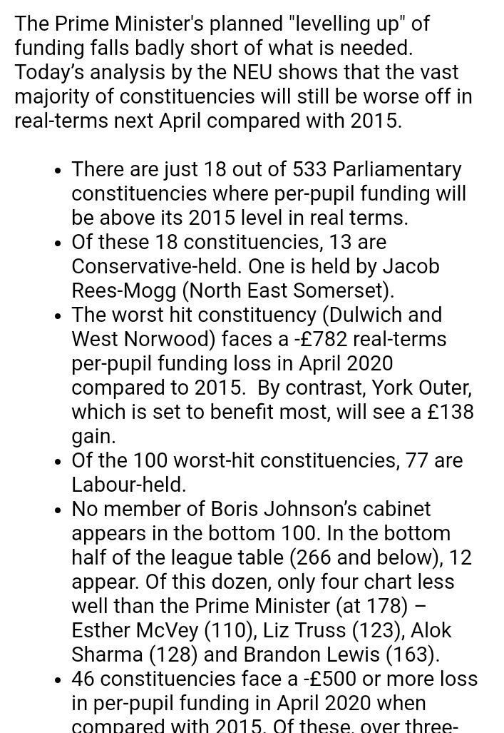 Will the £650b be distributed evenly? If so then when combined with the cuts to the Year 7 grant it will see schools in more affluent areas gain more funding. The govs proposed funding formulae is already set to deepen the divide21/