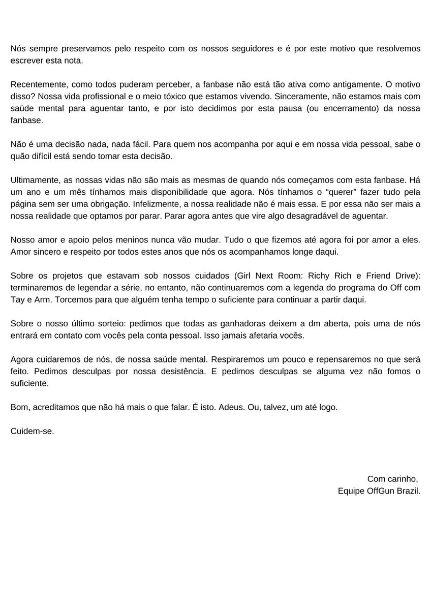 OffGunBRA's tweet image. [⚠️] O adeus ou, talvez, um até logo da fanbase.