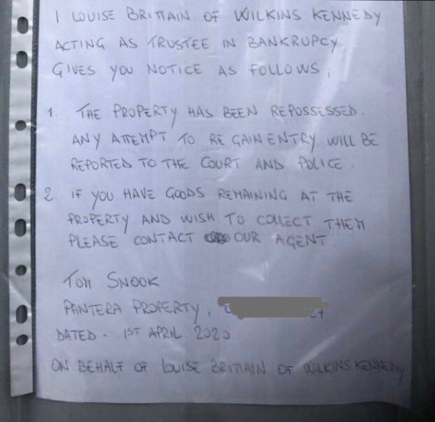 loanchargeAPPG's tweet image. Unsubstantiated?

▪️On the instruction of #HMRC’s solicitors this was stuck on the door of a person HMRC know to be suicidal
▪️House repossessed/locks changed
▪️Their main home
▪️HMRC made them bankrupt

We’ll be making a formal complaint about your dishonesty #LoanChargeScandal