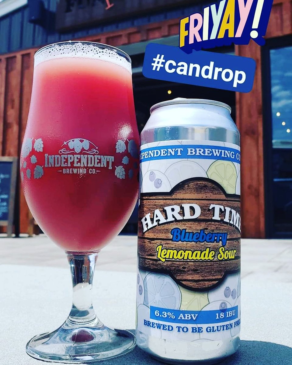 CANDROP!!!  New HARD TIME BLUEBERRY LEMONADE SOUR!  With lemon and blueberry purees, 6.3% and 18ibu.  Now available in 16oz 4pks order online independentbrew.com  for curbside or visit the brewery at the Funk House! Cheers!