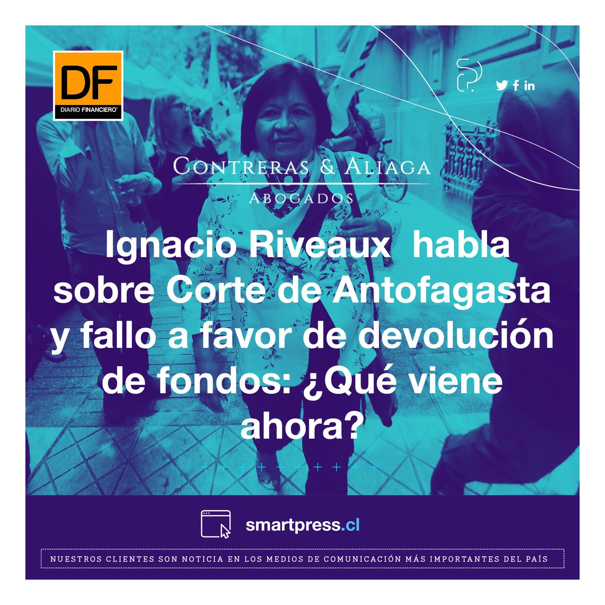 SmartPress_cl's tweet photo. 🗣️Te invitamos a escuchar la entrevista que @DFinanciero realizó al abogado de Contreras &amp; Aliaga Abogados Ignacio Riveaux, quien aborda el fallo Corte de Antofagasta Detalles:  👉https://t.co/5zGnYb7LKO👏 https://t.co/e0oCiPzDgv