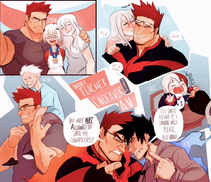 YuueiTeacher!Endeavor AU home life. A comfy, warm home filled with love ? (Touya still loves him, they're just too much alike) 
