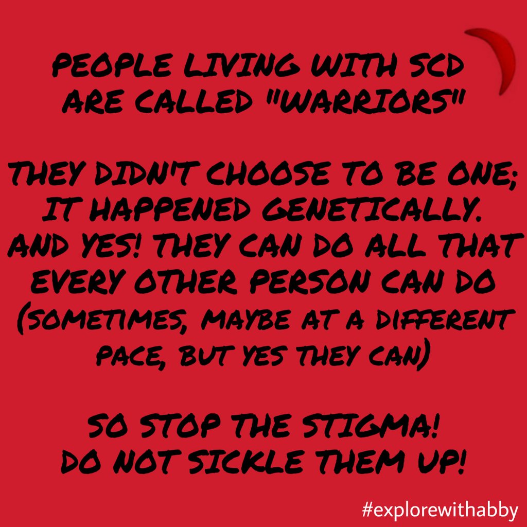 abigailsenlaja's tweet photo. Today (June 19) is #worldsicklecellday.
I celebrate all SC warriors today for staying strong always💪 And I hope people #stopstigmatizing SC warriors; understanding that they are just like every one of us.
Also #knowyourgenotype & help end the sickle cycle. https://t.co/HzdkIMBBOn