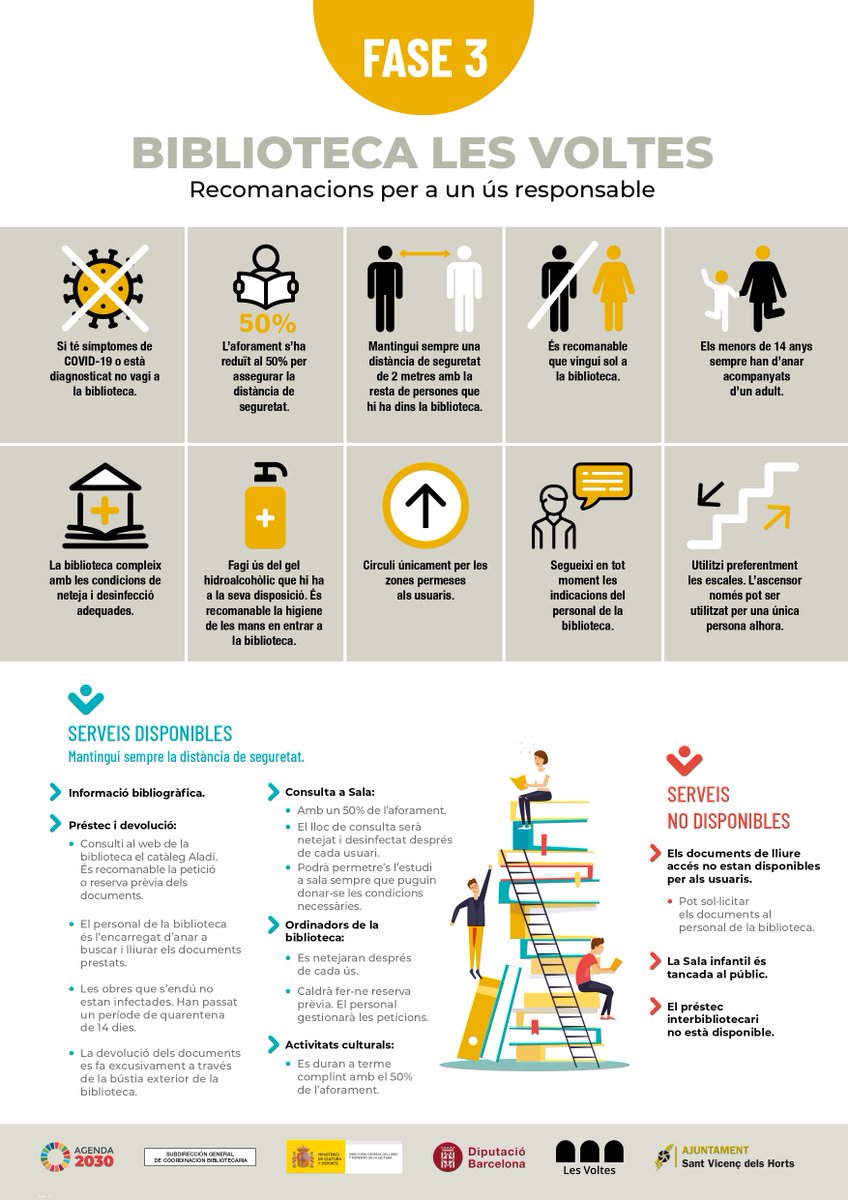 Nou horari de <a href="/BiblioLesVoltes/">Biblioteca Les Voltes de Sant Vicenç dels Horts</a>! 
👉A partir d'aquest dilluns 2️⃣2️⃣ de juny obrim en horari d'estiu, fins el 12 de setembre.
De dilluns a divendres de 9 a 14 h i 
dimecres de 16 a 20 h (amb cita prèvia).
Amb els serveis de fase 3
#SantVicençdelsHorts #magradallegir #bibliotequesXBM
