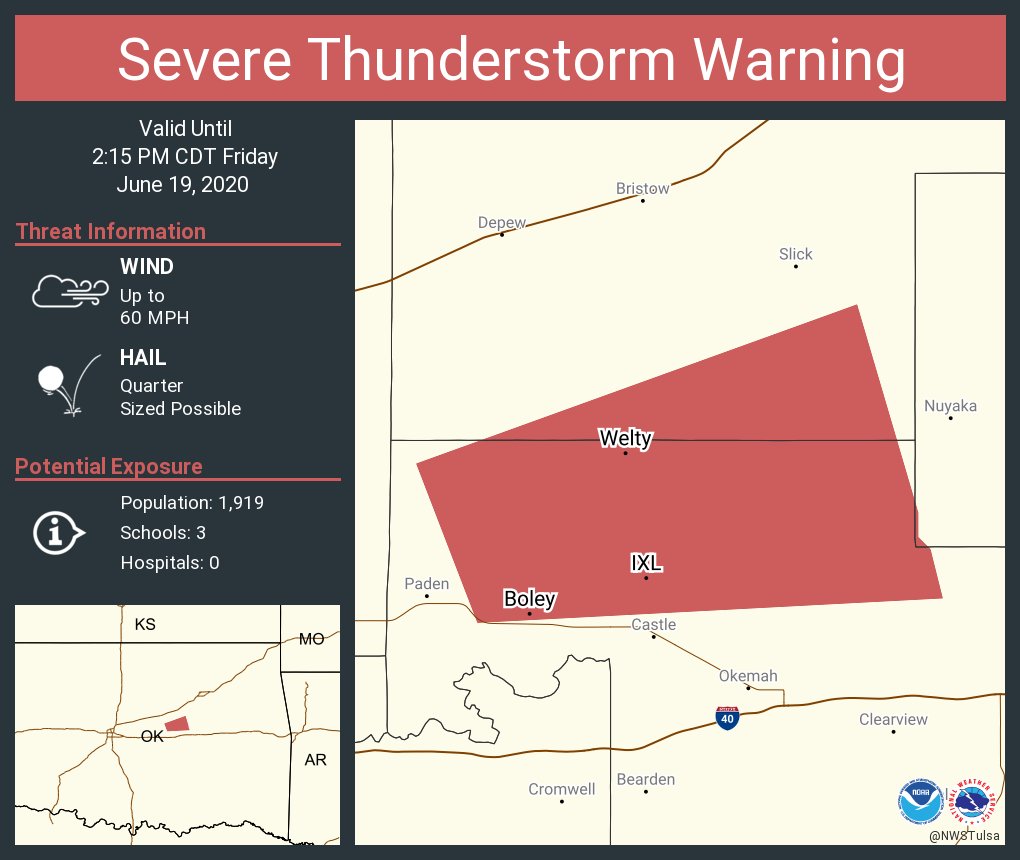 Severe Thunderstorm Warning including Boley OK, IXL OK, Welty OK until