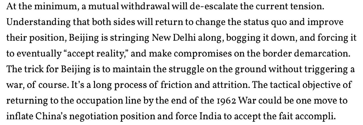 3/7 It appears to confirms 3 points I've argued before: 1. According to the logic of Beijing's view as represented here, India & everyone else have only 2 choices: acquiesce or fight.