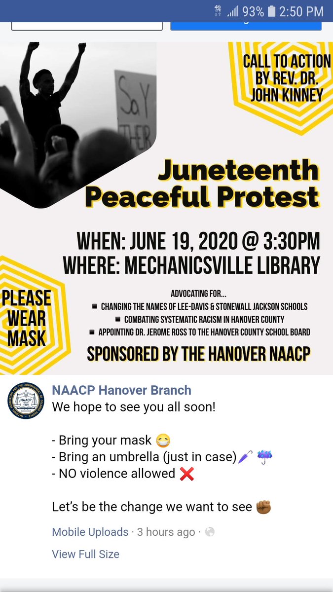 On our way to march for justice for Black people of Hanover County, Virginia.Rain or shine.