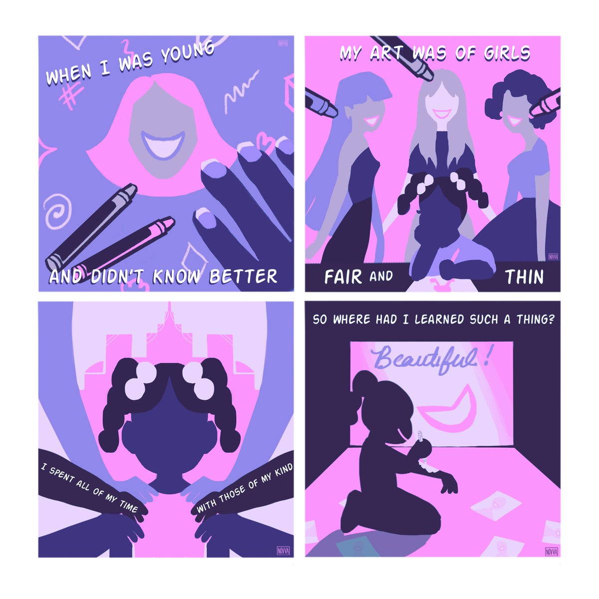 novva_art's tweet photo. a very short comic on my relationship with race, art, and media #drawingwhileblack https://t.co/3CQ9HxyVF9