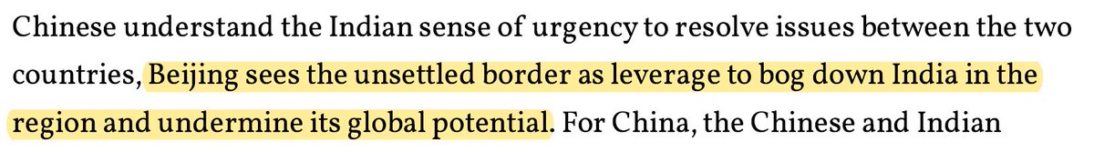 4/7  2. China's strategy towards India, in strategic terms, is one of containment. China wants India confined to South Asia. This means, again, Sino-Indian conflict, at its roots, has little to do with specific Indian actions or behavior.