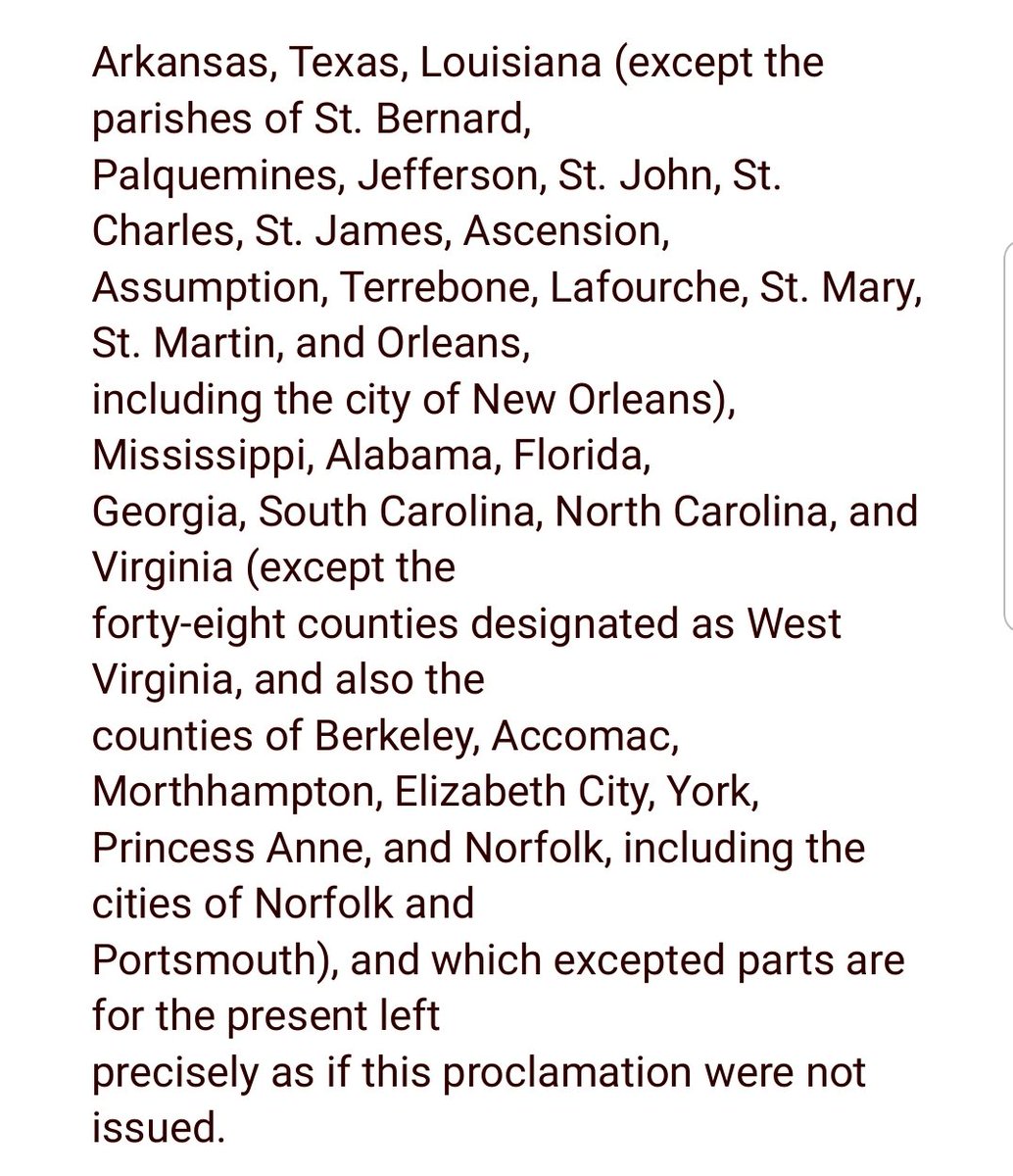 In honor of Juneteenth, let’s clear up a few myths about Abraham Lincoln.1. He DID NOT “FREE THE SLAVES.” Lincoln only freed enslaved ppl in confederate territories per the attcjd excerpt. Left enslaved were our ancestors in Missouri/Kentucky/Maryland/Delaware/select areas. 1/6
