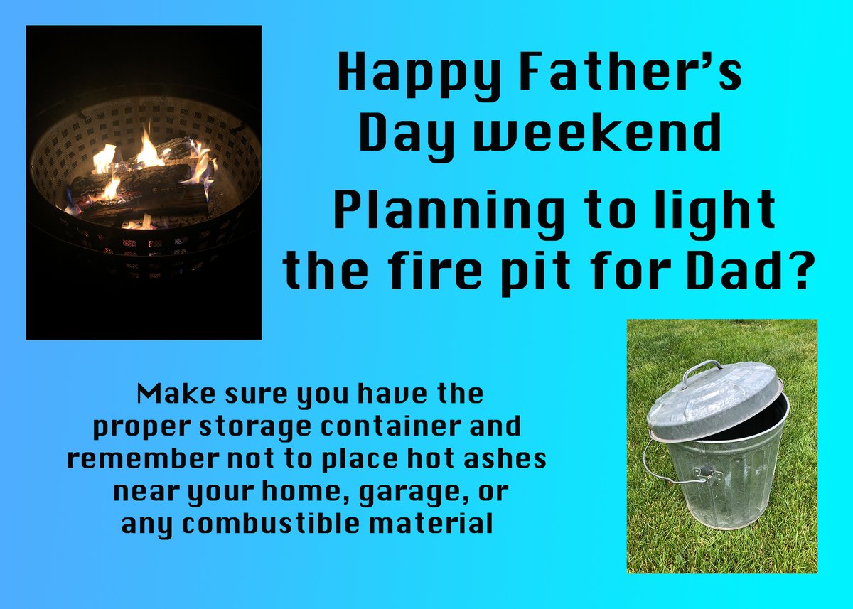 HersheyFire's tweet photo. Heading into the weekend and a special one at that. Have a great weekend. #FirePitSafety #FathersDay #FireSafety https://t.co/Fm7Zgeeq3s