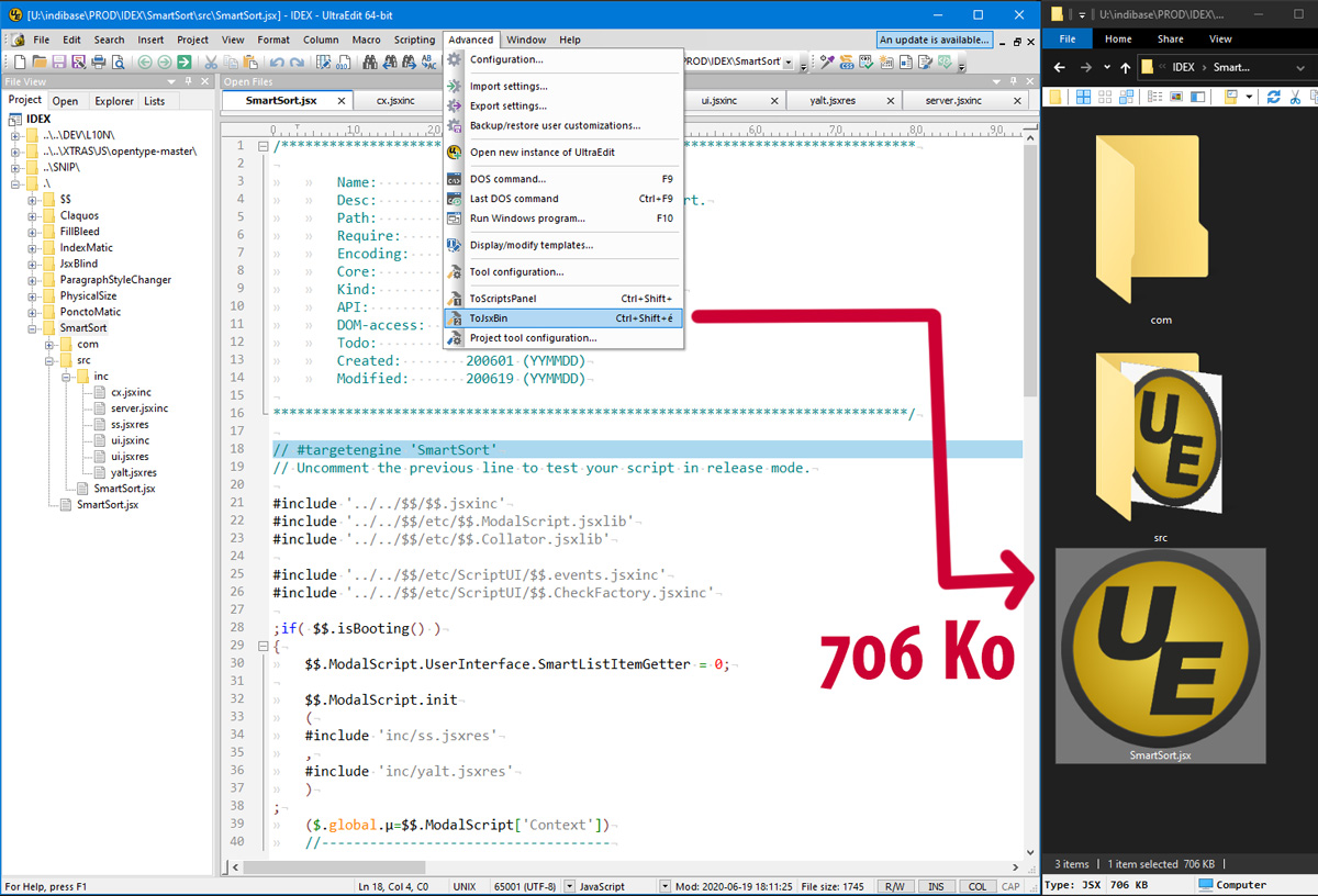 marcautret's tweet image. Pourquoi tester #SmartSort pour InDesign ?
Parce que c&apos;est pas tous les jours que vous installerez un script gratuit dont le code &quot;compilé&quot; (jsxbin) dépasse les 700Ko. Version 1.04b à retirer en magasin : indiscripts.com/post/2020/06/i…