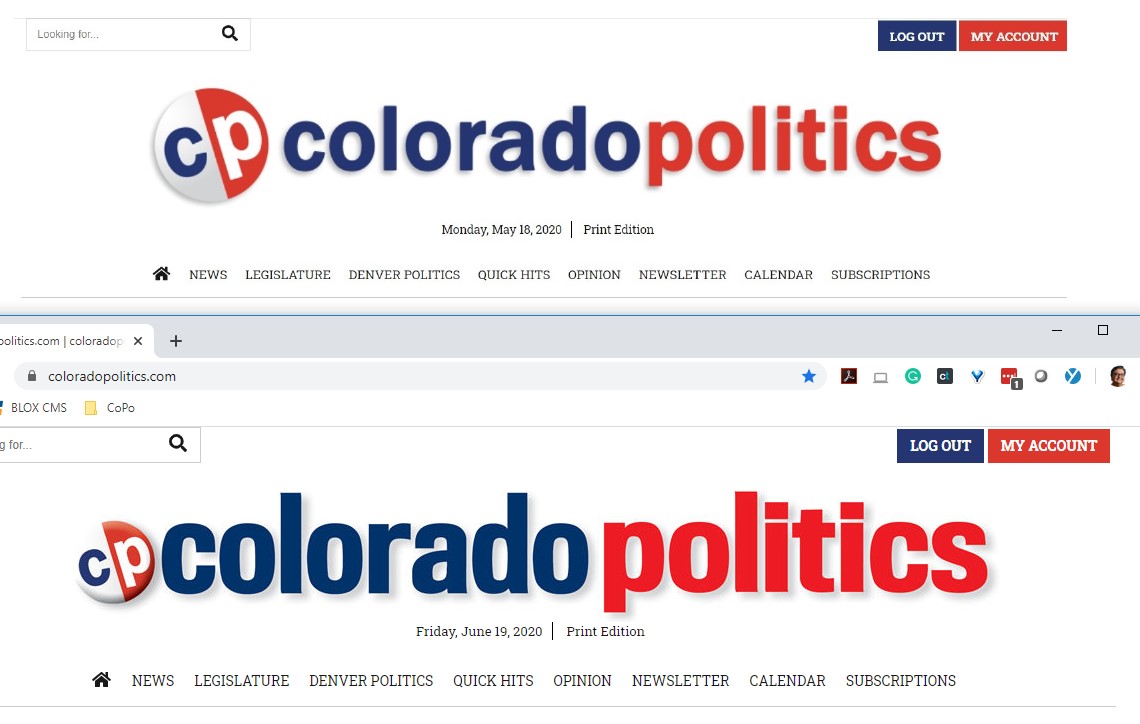 LindaShapley's tweet image. For anyone who knows me, this is a giant achievement. The @colo_politics homepage now has the correct logo and OMG does it look better. #copolitics #fontnerd #itsthelittlethings