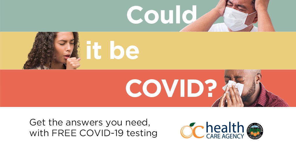 ochealth's tweet photo. If you have symptoms such as cough, difficulty breathing, fever, chills and more, you can now get FREE COVID-19 TESTING in Orange County. To learn more and make your appointment, call (800) 564-8448 or visit https://t.co/yNQHp2JAk9. #OCCOVID19 https://t.co/SKAPl0eLiO