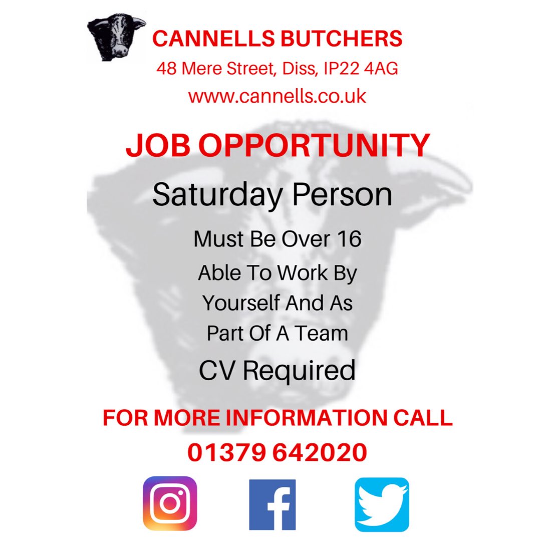 ***** JOB OPPORTUNITY *****

Saturday Person Required