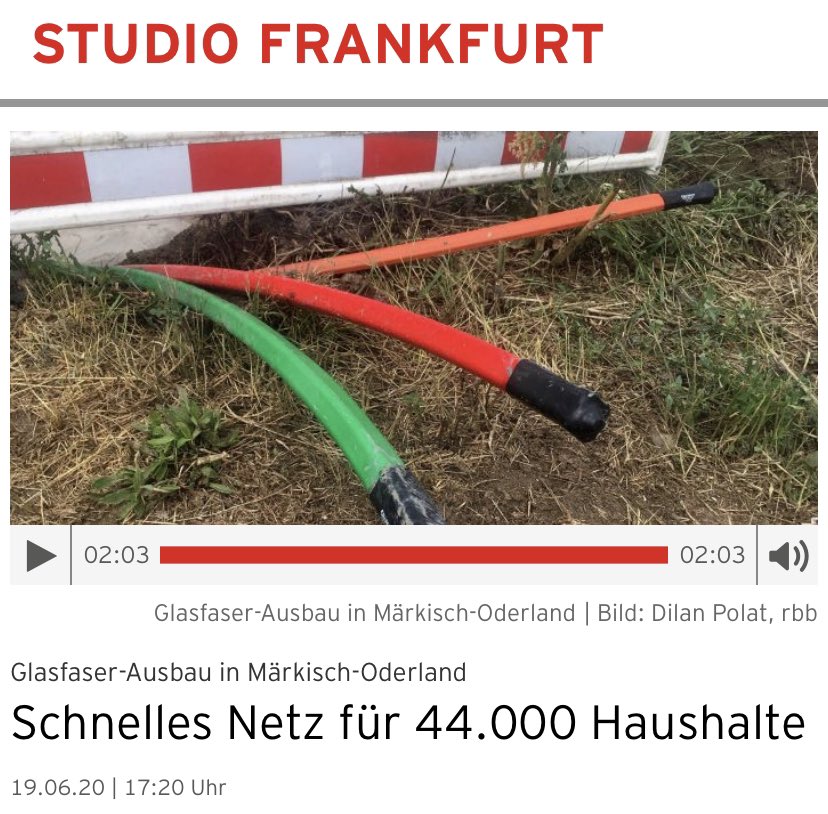 Auch in #VorpommernGreifswald hat die #ediscom den Breitbandausbau begonnen. Wie sie das gemeinsam mit #StadtwerkeSchwedt in MOL macht, berichtet der <a href="/rbb24/">rbb|24</a> #Digitaltag2020  rbb24.de/studiofrankfur…