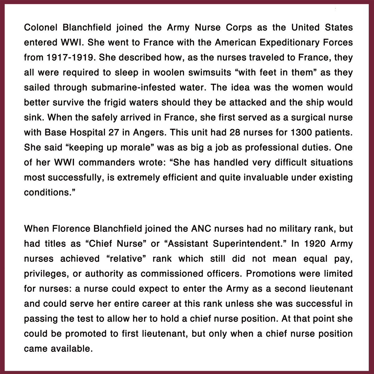 19 JUN1947: Col. Florence Blanchfield, superintendent of Army Nurses, is shown in 1947 with Gen. Eisenhower as she became the first woman to receive a regular Army commission. OOL Florence Blanchfield, 1884-1971 history.amedd.army.mil/newsletters/AM… @ArmyNurseCorps @MedicalCoE @TRADOC