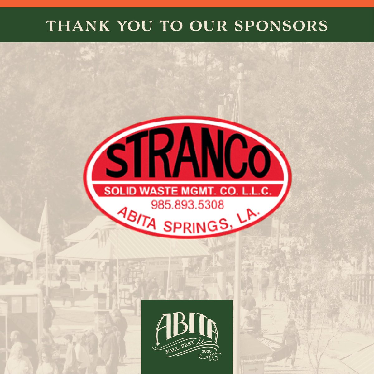 abitafest's tweet photo. Say hello to Stranco, our Interactive Circle Sponsor for Abita Fall Fest 2020. 
You can be a sponsor for this great festival too. Go to the website and become a sponsor. #abitafest https://t.co/CXD5aHFpyN