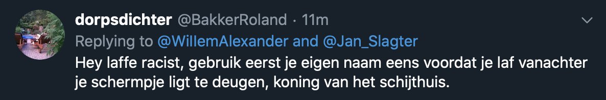 WiIIemAlexander's tweet photo. Aldus ‘dorpsdichter’, aka @BakkerRoland … #WijZijnEenRacist #EnLaf https://t.co/6WlXYNYast