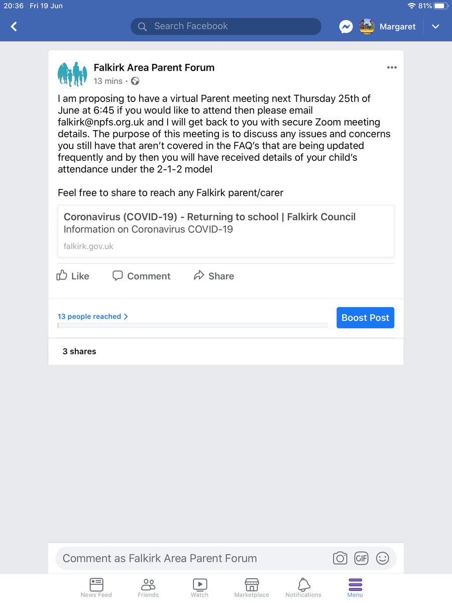 FalkirkParents1's tweet photo. Please see the details below for a virtual  Parent Meeting @CSCommsFalkirk @NPFSFalkirk please RT to reach as many Parents/Carers as poss TIA https://t.co/SAJZJzCFWl