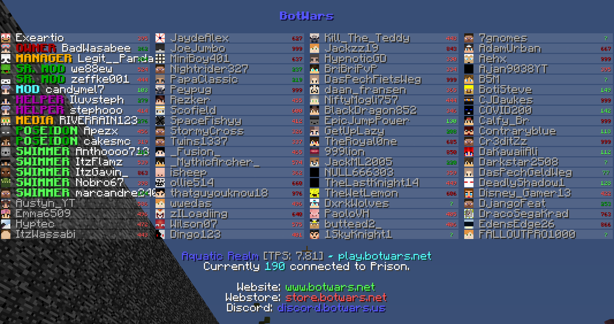 BotWarsMC's tweet photo. WOW! Nearly 200 Players! Thanks! https://t.co/JTmcZtBEUD