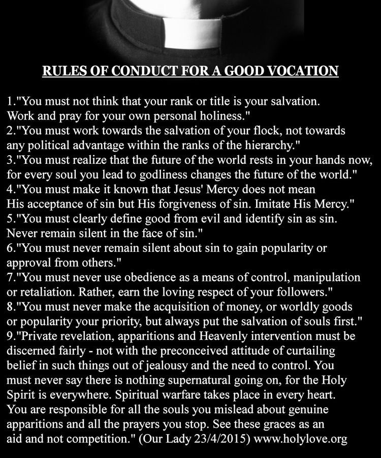 @Pontifex Rules of conduct for a good vocation: 

#SanctificationOfPriests