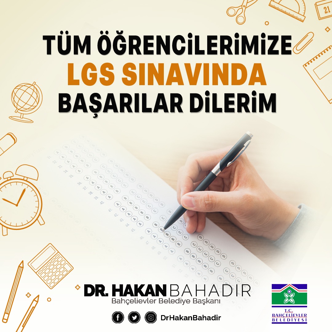 Sevgili öğrenci kardeşlerim, emeklerinizin karşılığını alma vakti geldi. 

Liselere Geçiş Sınavı’nda hepinize zihin açıklığı ve başarılar diliyorum.
#lgs2020