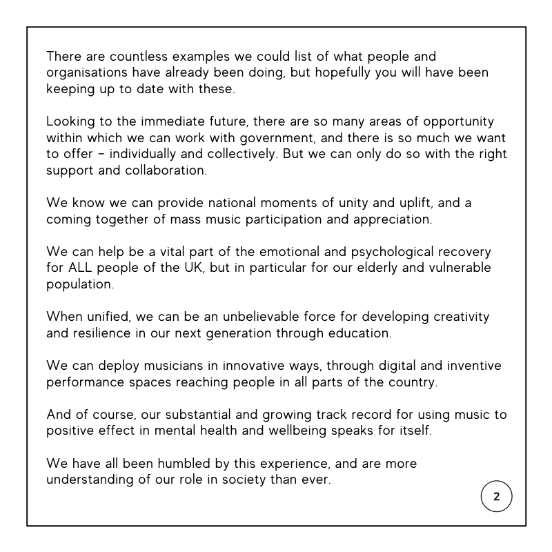 Alison Balsom, Nicola Benedetti, Sheku Kanneh-Mason and I were invited, at short notice, to join a virtual meeting yesterday about the future of the music industry by the Secretary of State for Digital, Culture, Media and Sport, Oliver Dowden.This is a summary of what we said: