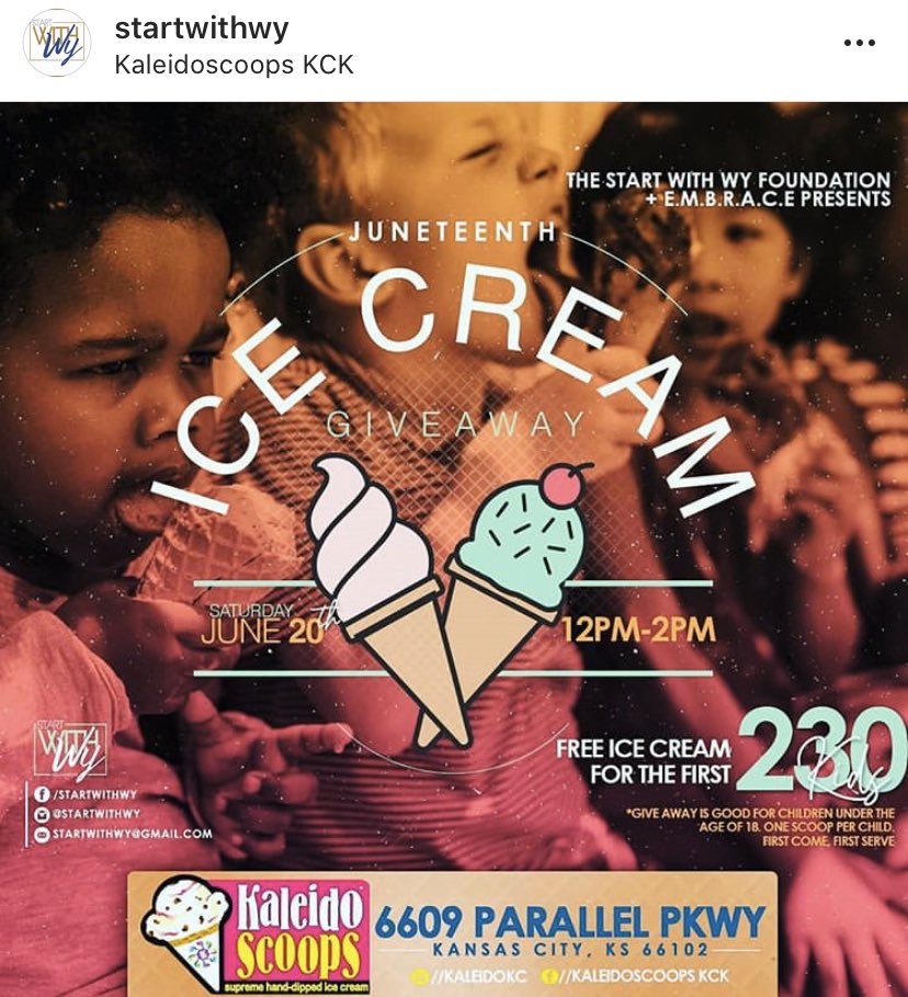 alltajb's tweet photo. FREE ICE CREAM FOR KIDS

T O M O R R O W ‼️ 

FROM 12p - 2p FOR THE FIRST 230 KIDS!! 

*please share, please retweet* 

#kaleidokc #startwithwy #icecreamgiveaway https://t.co/NvC8DeZYrT