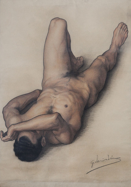 Beach gay male nude painting sculpture