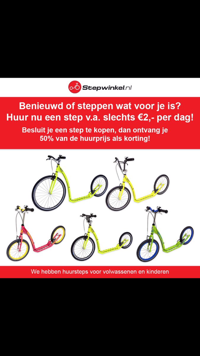We hebben weer 25 extra huursteps klaarstaan in Hasselt! Waaronder ook kindersteps. 

Wil je een step huren om het steppen een keer uit te proberen? Reserveer dan snel!

Kijk voor meer informatie op: stepwinkel.nl/verhuur-clinic…

#stephuren #steppen #Stepwinkel #step #steppenisgezond