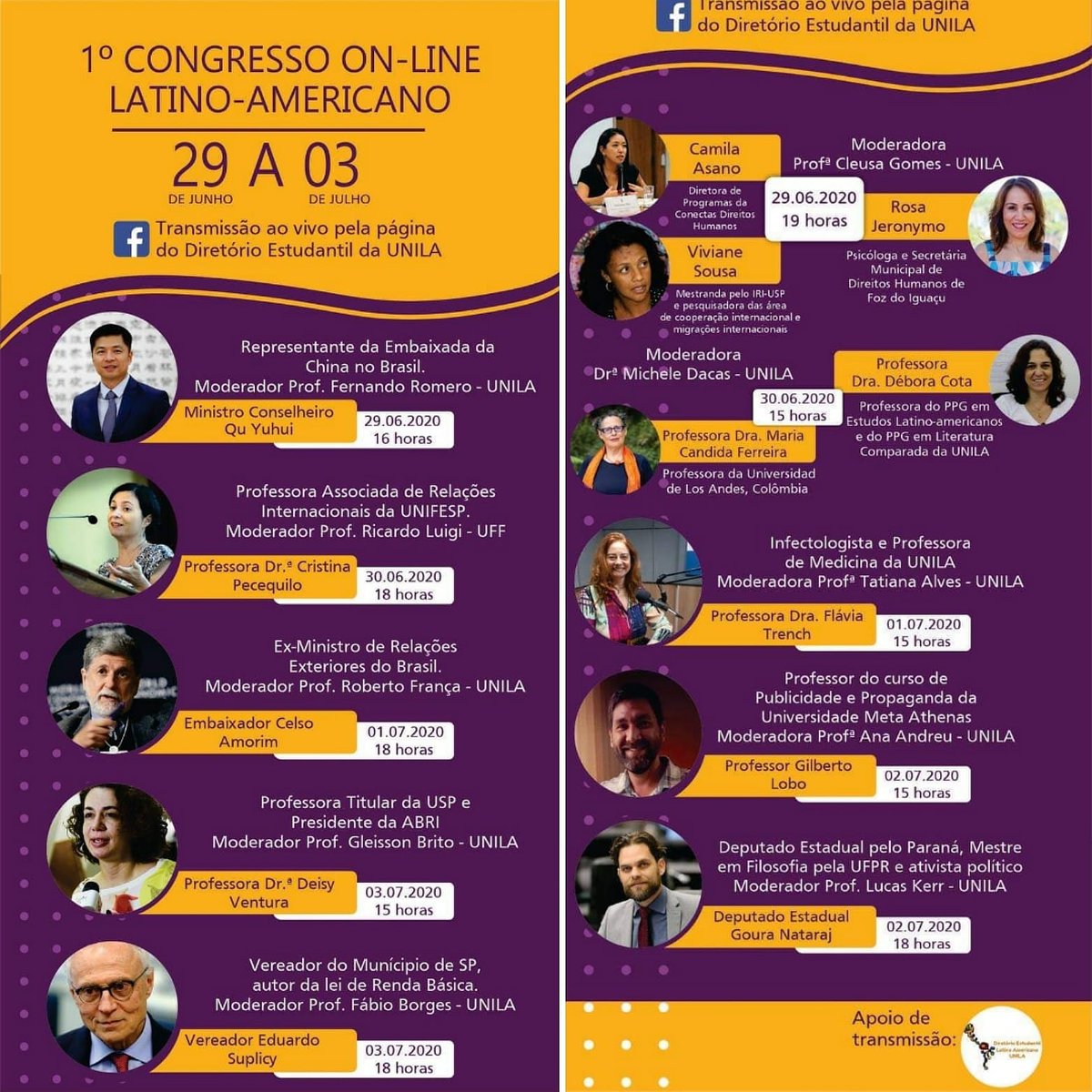 ObsIntRegUNILA's tweet photo. Agora é Oficial! Ajudem a divulgar! "1º Congresso Online Latino-Americano"
Dos dias 29.06 até 03.07
Transmissão ao vivo a partir da página do Diretório Estudantil Latino-Americano da UNILA
(https://t.co/yo7vOLBxTB)
Evento Online e gratuito!

Inscrições em: https://t.co/juFNXV6FSG https://t.co/sMcHjH1uWQ