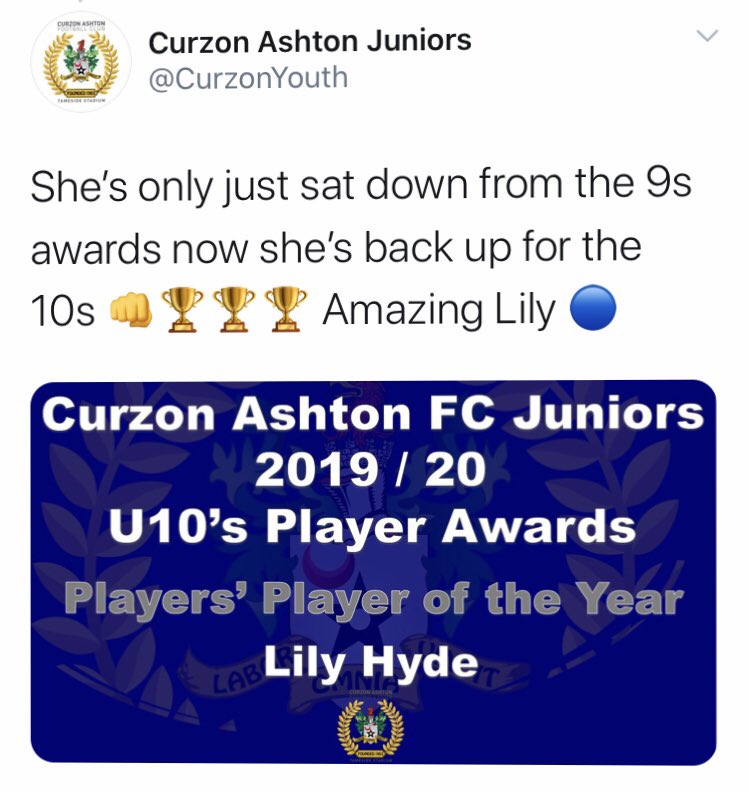 gemmahyde9's tweet photo. @OakBV2 lily did so well the season at curzon football she wanted to share with you all her success and effort at her football. Her coaches said she was determined, hard working and a good team player x https://t.co/eN5HzbVuN6