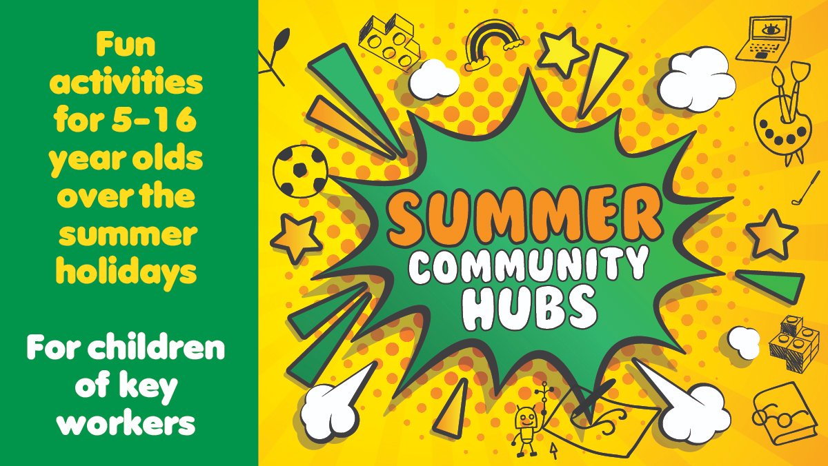 Our new Summer Hubs will be up and running from 25 June for children of key workers. 

Two offers for 5-16 year olds at nine hubs and for birth – 5 years at ten family learning centres will provide vital support. @culture_nl @nlleisure 

northlanarkshire.gov.uk/keyworkers