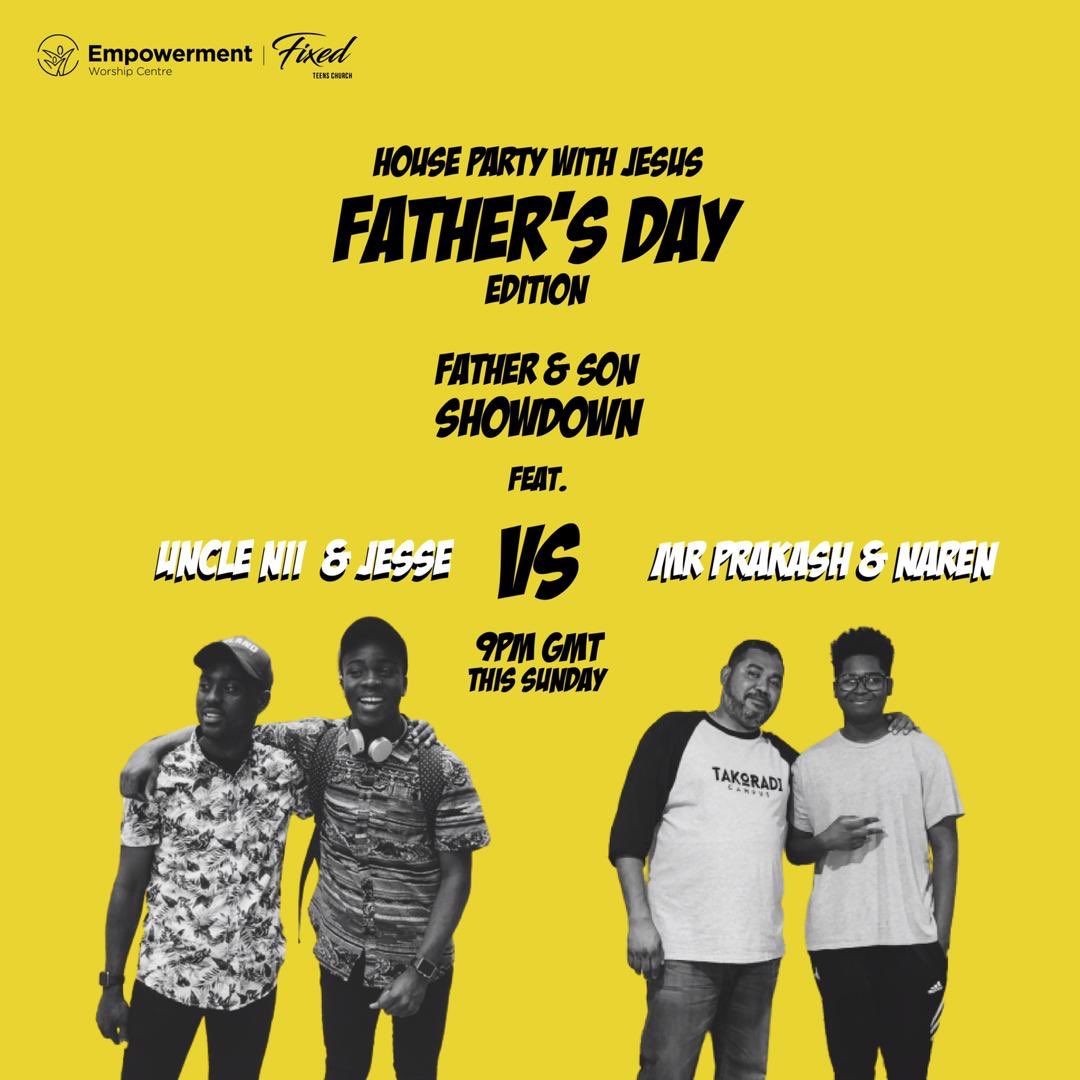 ewcfixed's tweet photo. WHO’S READY FOR THE ULTIMATE FATHER-SON SHOWDOWN?????
______
This House Party we’ll have two of our very own Dad &amp; Son Squads going head to head in a wide range of contests &amp; games!!!

Who ya got????

Drop a 🔥 for #TeamNii and drop a ⚡️ for #TeamPrakash

#ewcfixed #houseparty https://t.co/ysuaCuD4RZ