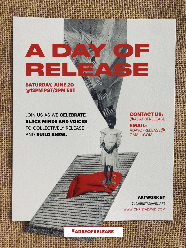 MichaelEDyson's tweet photo. Check this out: celebrating black minds and voices to collectively release and build anew! Very much looking forward to this. Sounds and looks so dope! @adayofrelease!👊🏽 https://t.co/N95vIW29k1