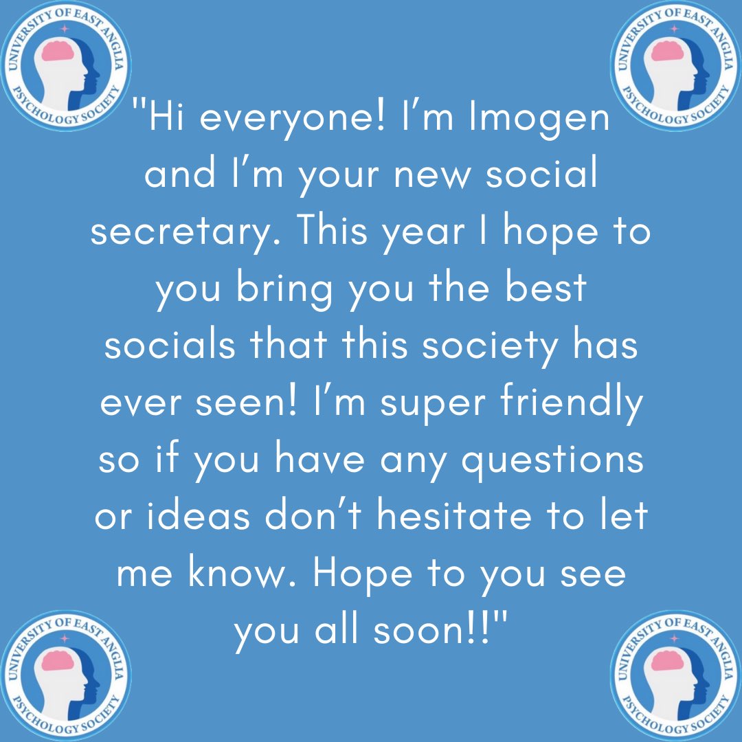 Our new Treasurer and Social Secretary, Imogen 💙