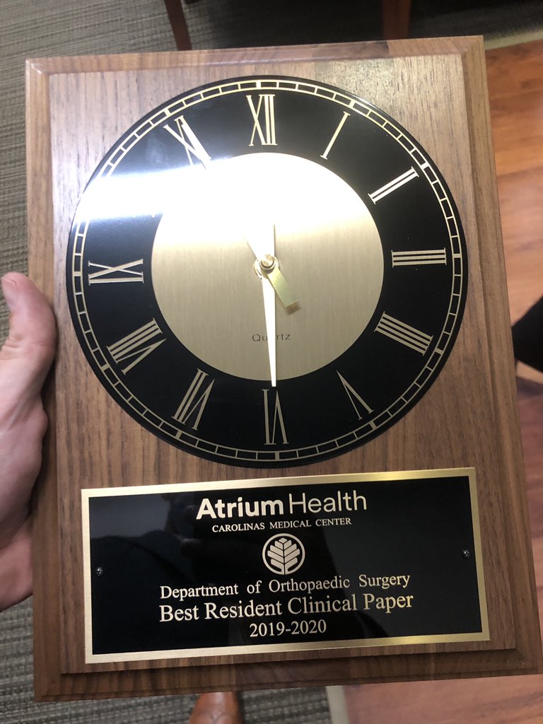 BradleyYoungMD's tweet image. Humbled by the amazing research presented today by my co-residents at @CMC_OrthoRes @AtriumOrthoRes! Honored to come away with an award. Thanks @PC_OrthoMD, @schiffern, Dr. Nady Hamid, and @OCResearchInst.