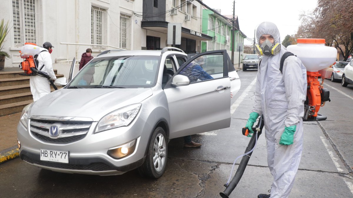 🔴 Estamos desinfectando autos en la plaza de Molina! No olvide traer su auto para que lo podamos desinfectar!