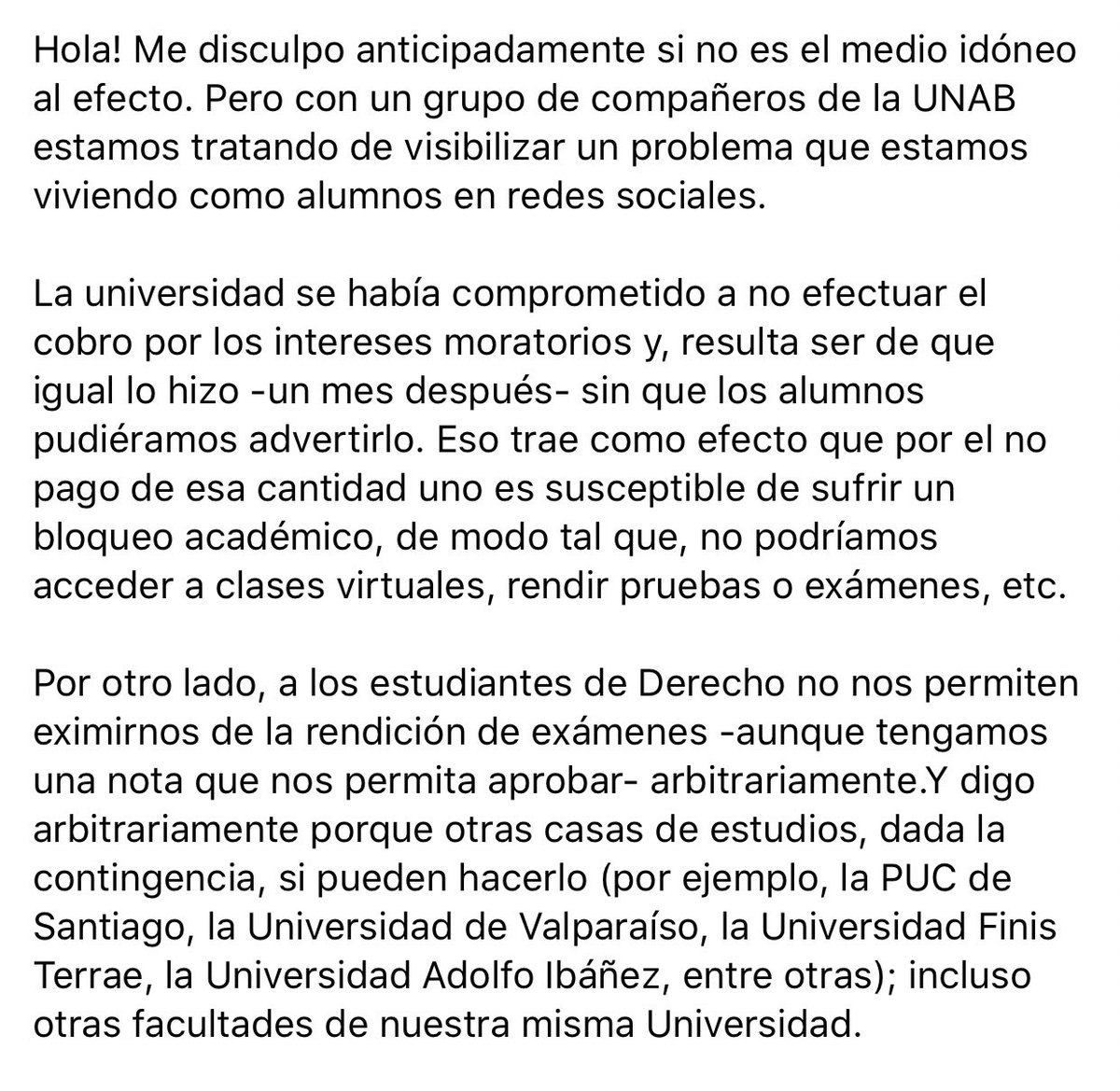chewnanot's tweet photo. @Pa__tty hola, somos un grupo de alumnos de la unab, movilizandonos para mostrar las nulas medidas que ha adoptado nuestra universidad en virtud de la situación país utilizando el #UNABUSO https://t.co/3gvIM8Cl2X