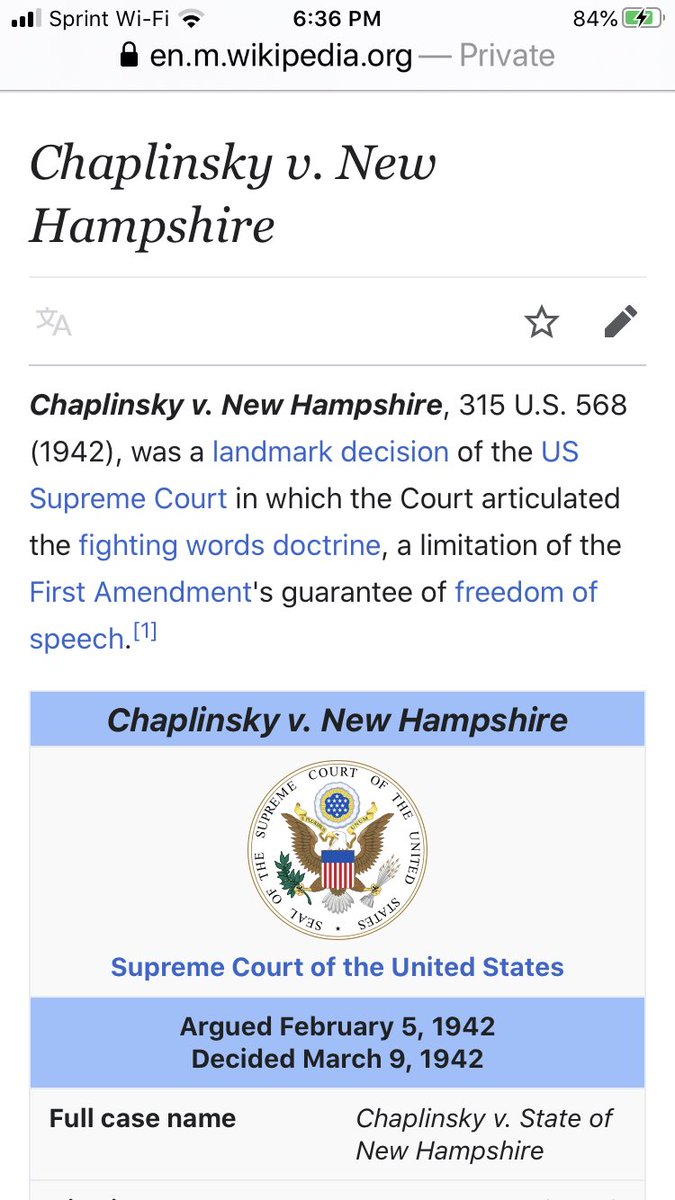 Part of my education today.  “Breach of the peace.” Look it up.