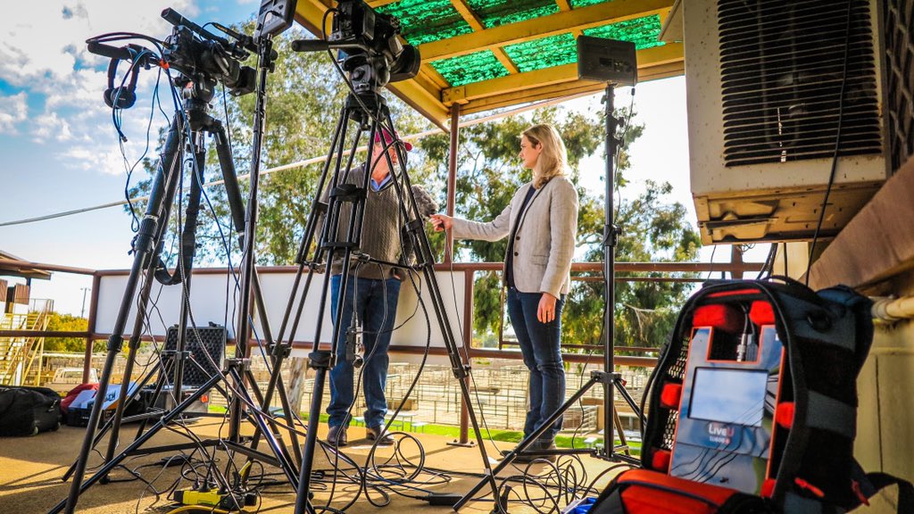 AJAParsons's tweet photo. Hooked up our new @Blackmagic_News ATEM Mini Pro to the @LiveU #LU600 to do a #livestream from the #Dubbo Regional #Livestock Market yesterday. Wow! Makes it a powerful mini #TV Outside #Broadcast setup! Despite an issue with #FacebookLive, the test was a success. #Live #video https://t.co/xfh6BRp8tm