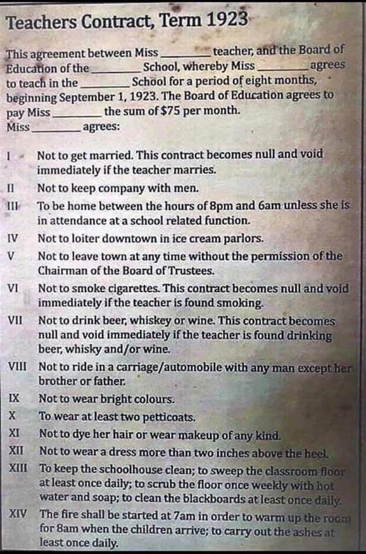 My friend who is a son of a teacher Shared this with me...boy times have changed for teachers...reform is good!