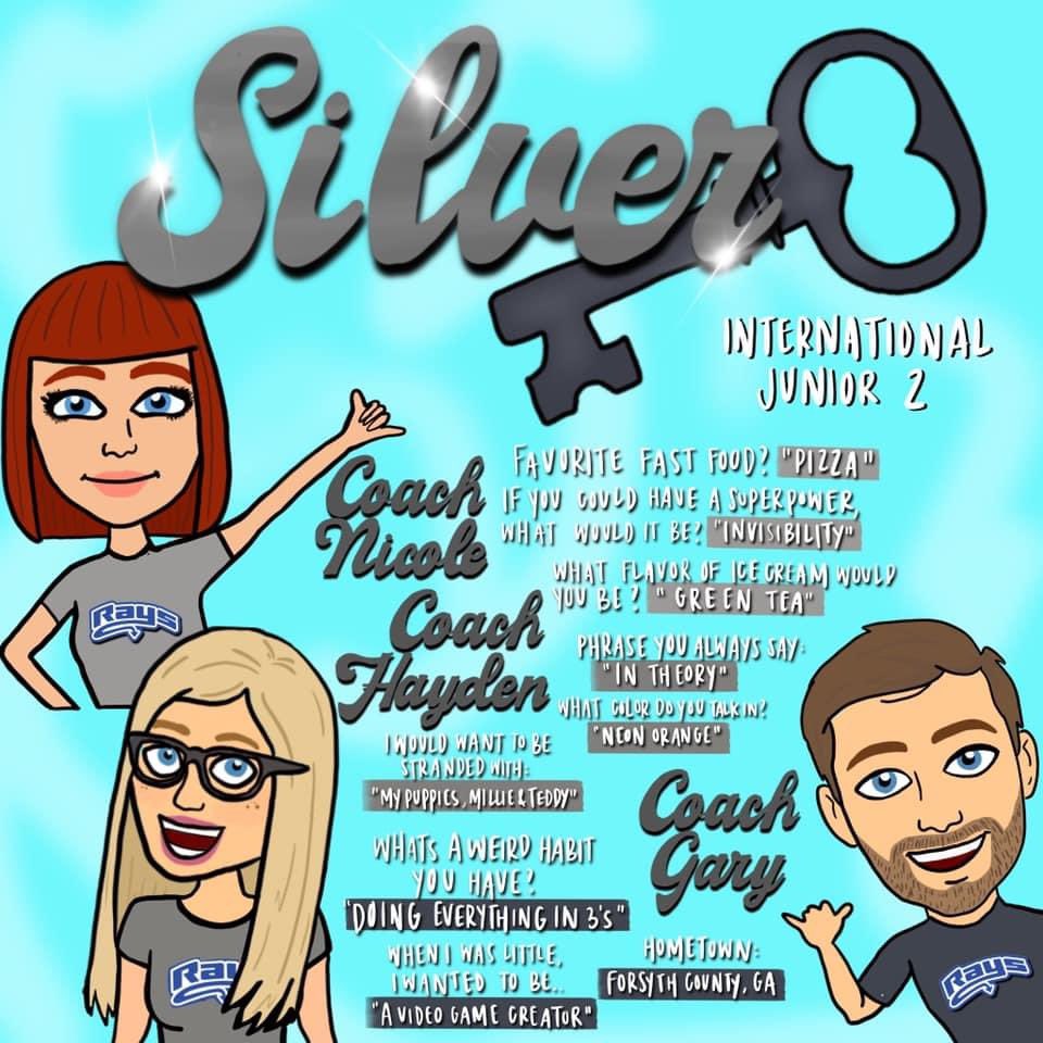 We would love to introduce our International Junior 2 team, Silver and their coaches!! 💙🗝🤙🏻💚✨ #RAYSthestandard #MOREthanagym