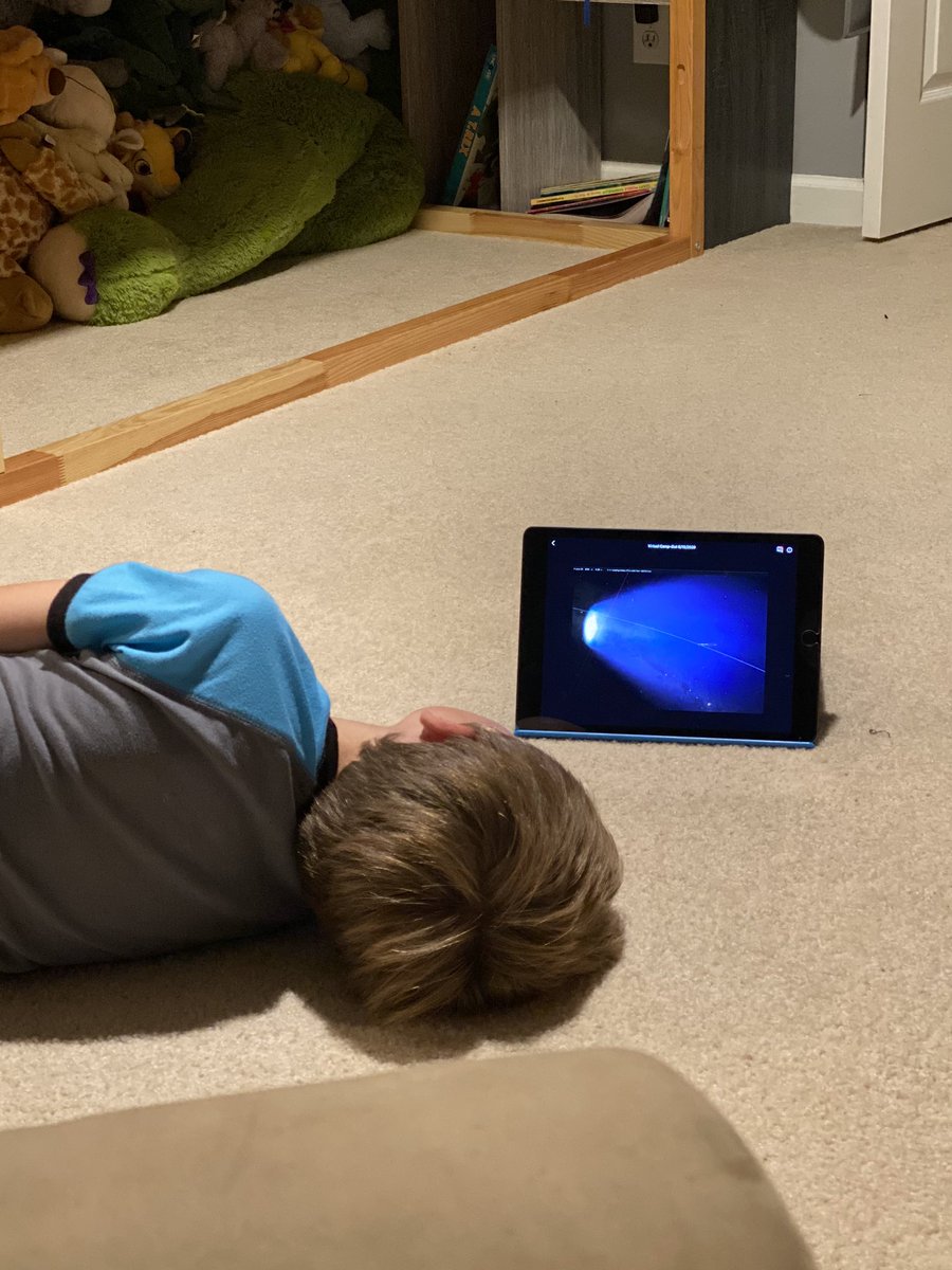 BrenessaL's tweet photo. Thanks @SpaceCenterHou for a fantastic #virtualcampout! Loved the nebula, sextant, and planetarium - even set up our own show on the ceiling due to🌧 https://t.co/f7BZiN9Y4n