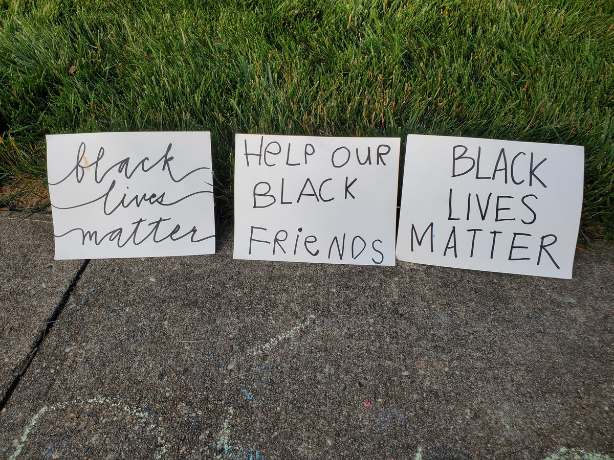 These signs are in the yard of the house in question. I'm assuming neighbors made them all but I'm not sure.These either from just in front of their yard or their front steps