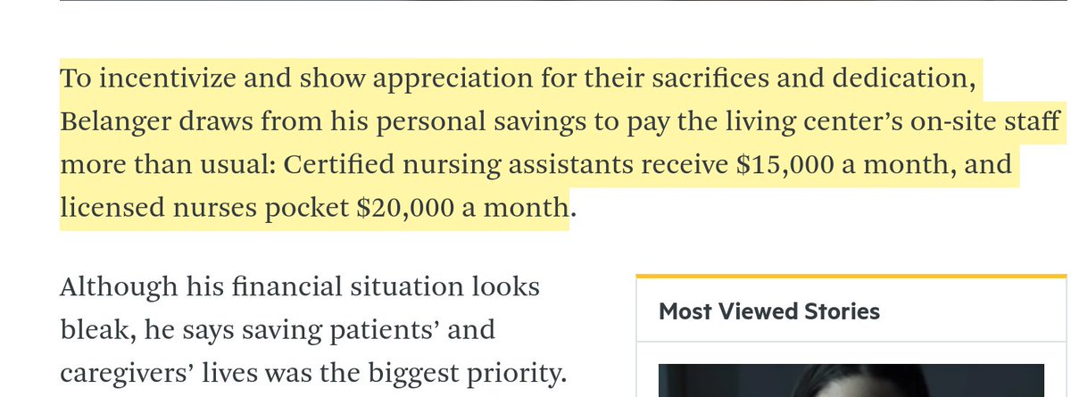 Nursing home manager, Iraq vet, saw Seattle cases: started buying PPE, stopped visits. He learned of asymptomatic spread so he got staff to live at his home and in RVs next to the facility. He's losing "a couple hundred thousand dollars" but no infections.  https://www.wbur.org/hereandnow/2020/05/18/nursing-home-coronavirus-rvs