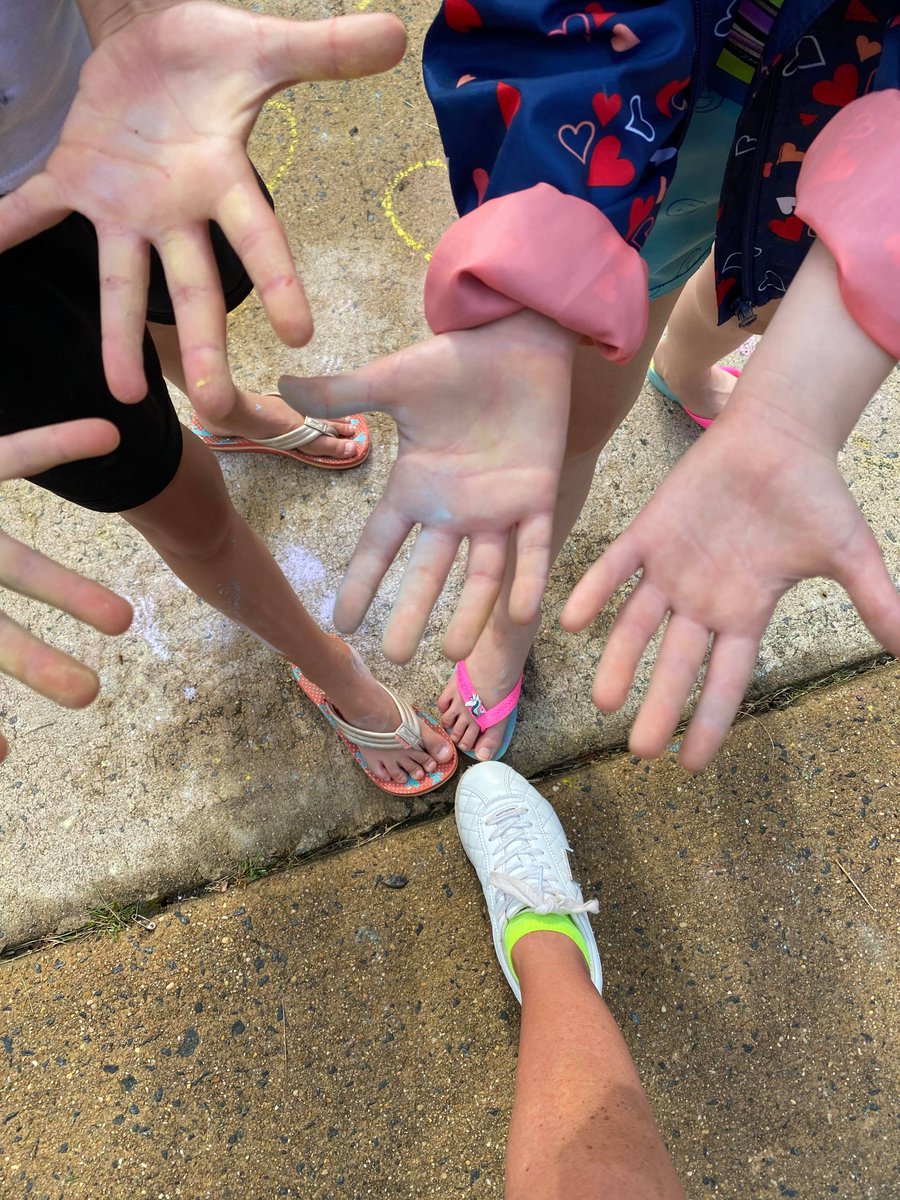 One of the helpers, a local teacher, shared this picture and quote with. In her own words, "This is me with two of my second graders. We wanted to say goodbye and show our chalky hands so people knew we were part of creating the beautiful words of kindness and social justice."